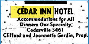 Cedar Inn - 1957 Ad